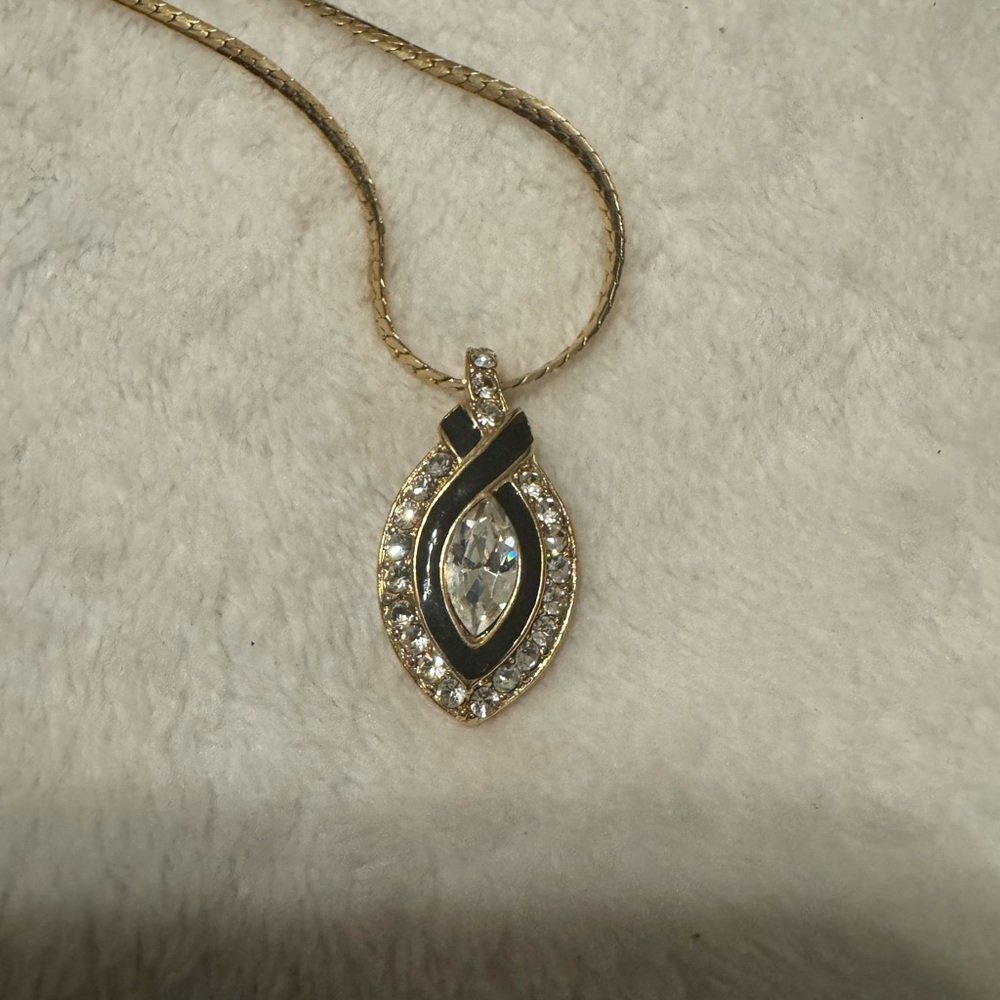 Trifari Gold and Black Necklace with Intricate Design